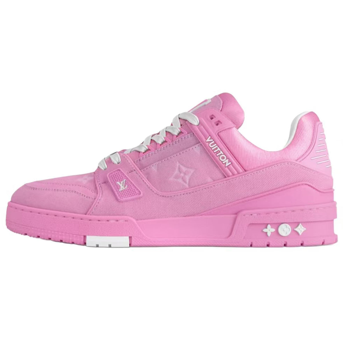Louis Vuitton Trainer Women's Pink Denim Low-Top Sneakers