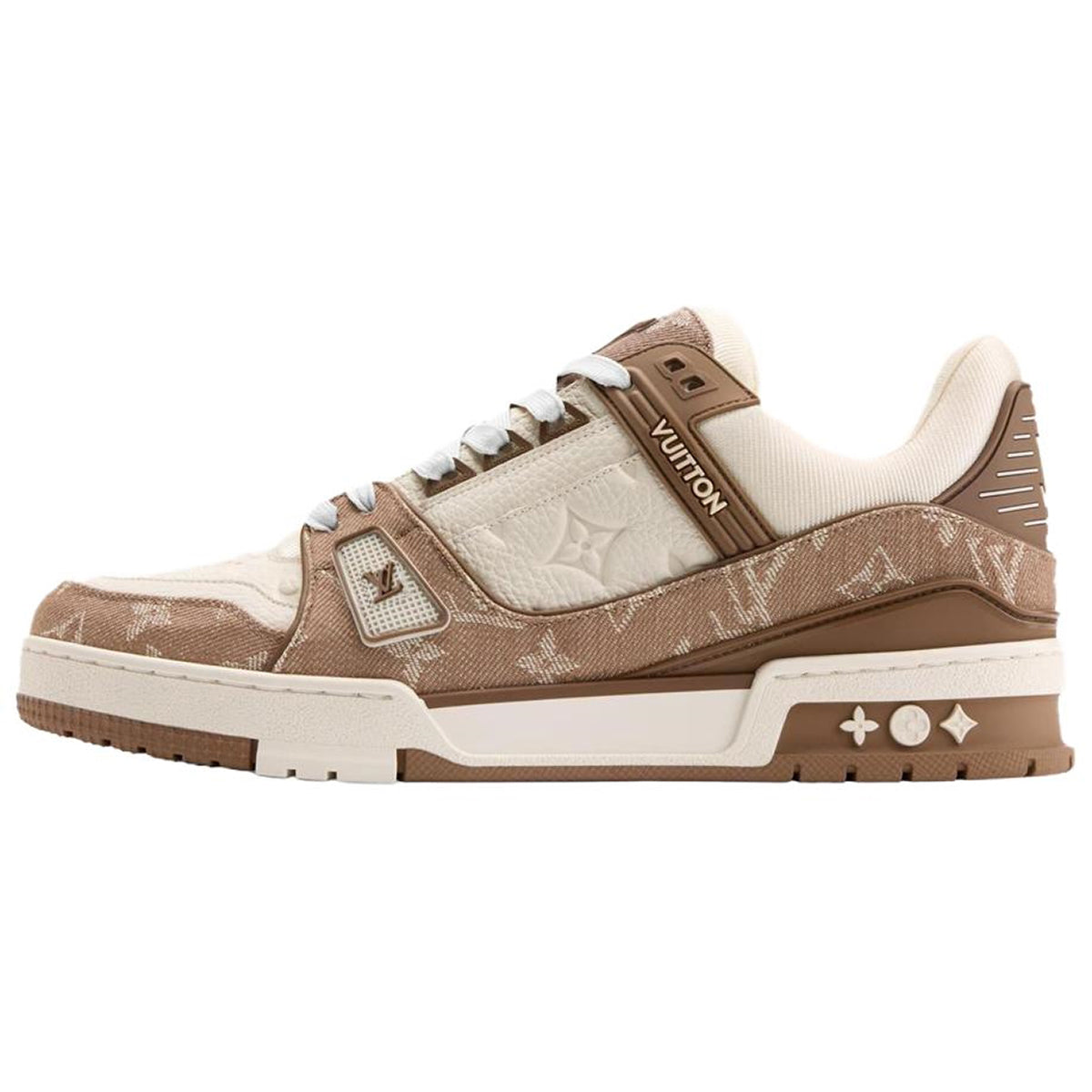 Louis Vuitton Trainer Men's Beige & Brown Denim and Leather Sneakers