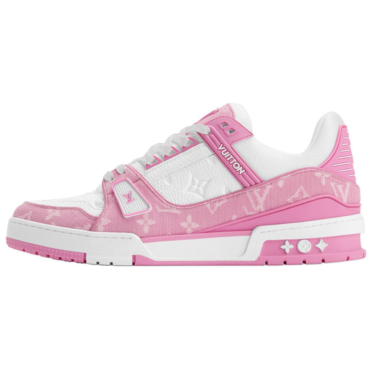 Louis Vuitton Trainer Men's Rose Pink & White Calfskin Sneakers