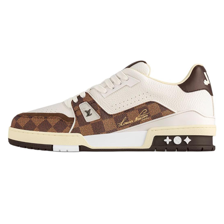 LOUIS VUITTON Trainer Unisex Brown & White Checkerboard Sneakers