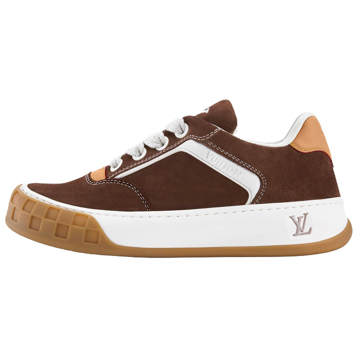 LOUIS VUITTON Tilted Men's Chestnut Suede Low-Top Sneakers