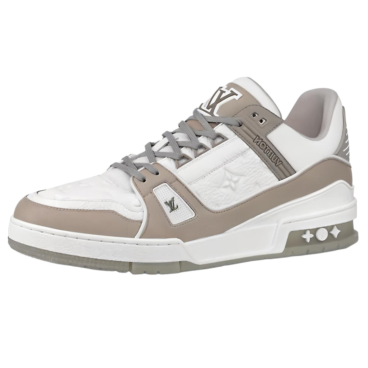 LV Trainer Men's Low-Top Sneakers, Grey & White