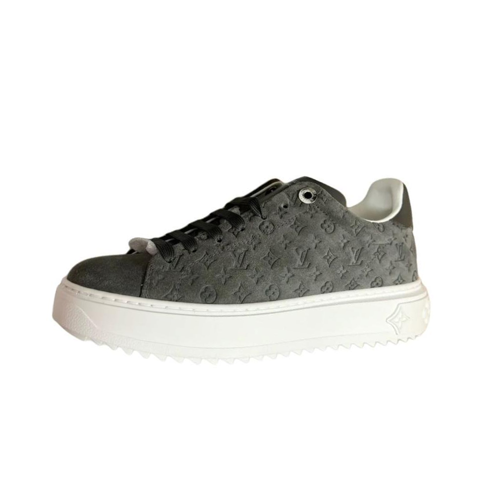 LOUIS VUITTON Time Out Women's Grey Monogram Suede Platform Sneakers