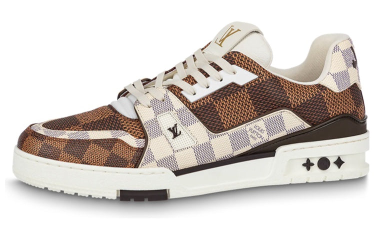 LOUIS VUITTON Trainer Unisex Brown & Cream Checkerboard Sneakers