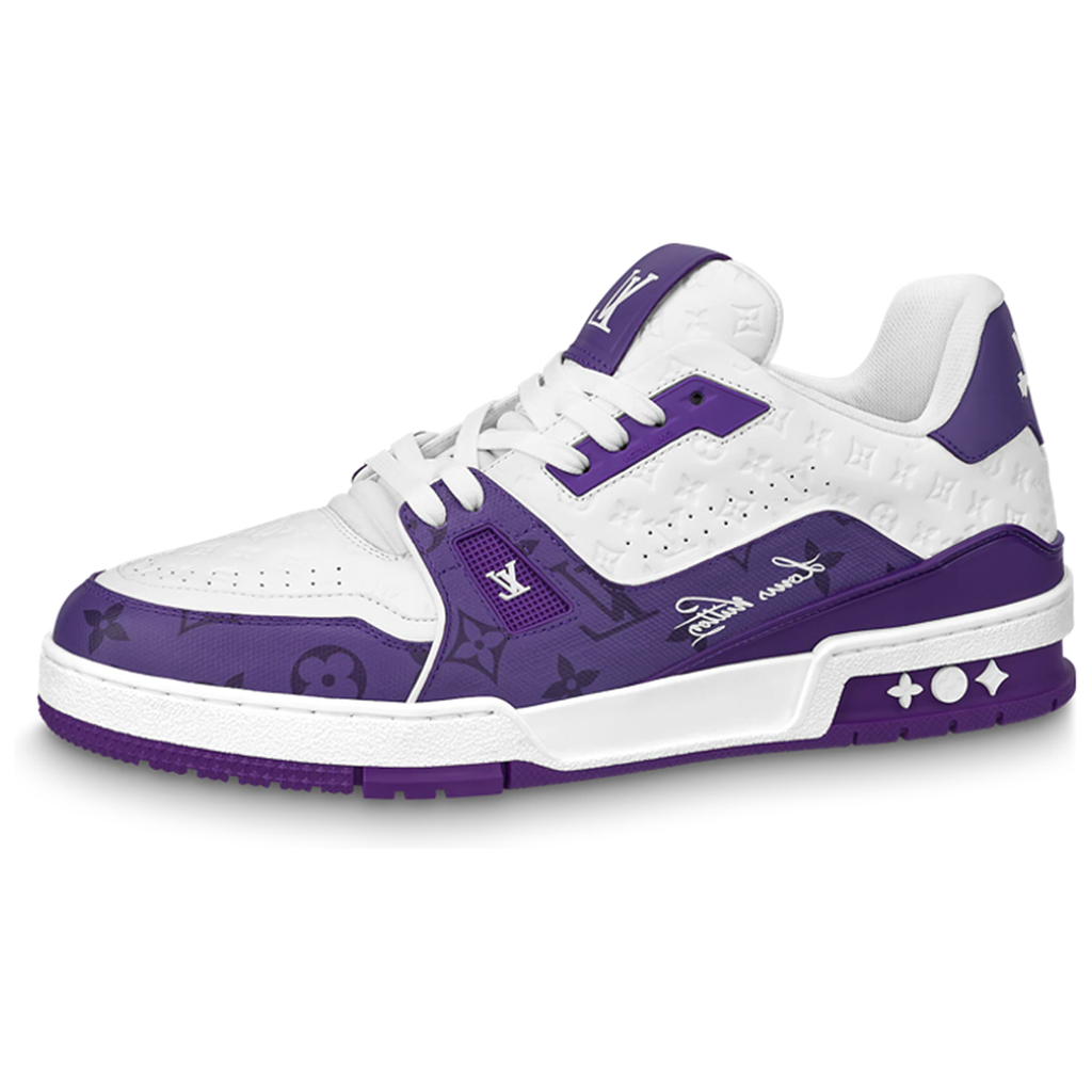 Louis Vuitton Trainer Unisex Low-Top Sneakers, White & Purple