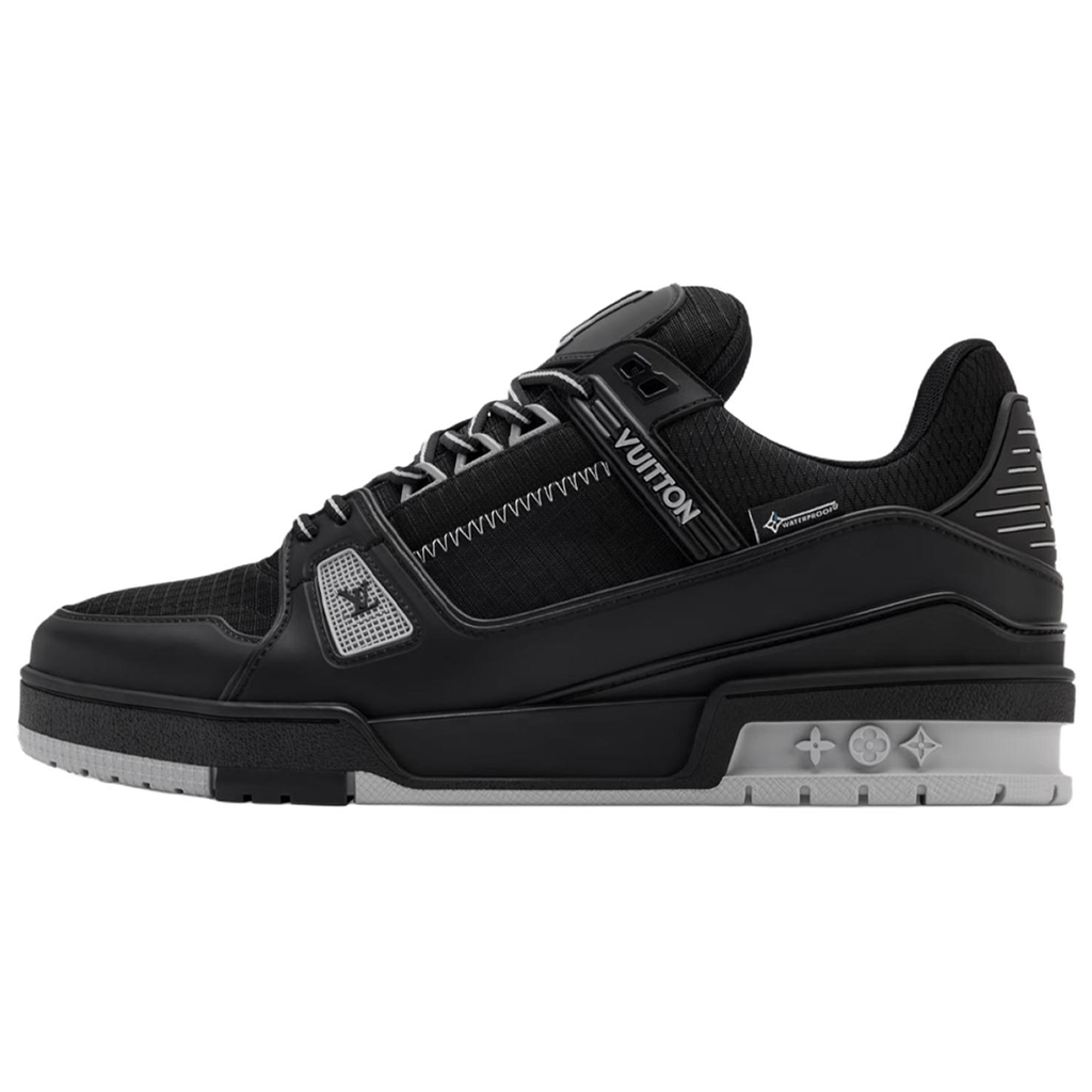Louis Vuitton Trainer Men's Black Sneakers with Gray Sole