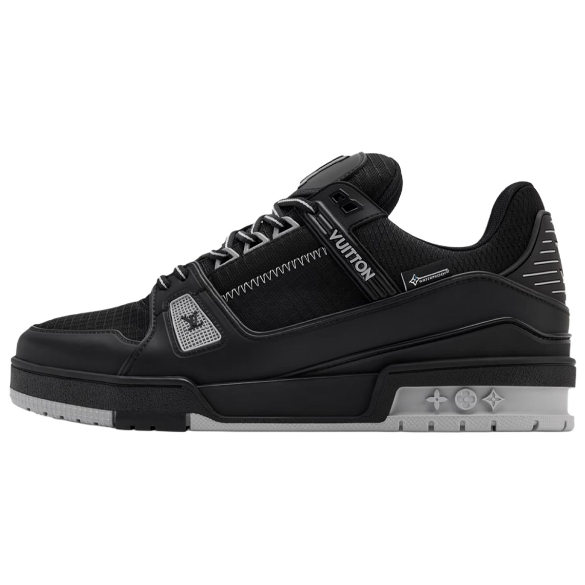Louis Vuitton Trainer Men's Black Sneakers with Gray Sole