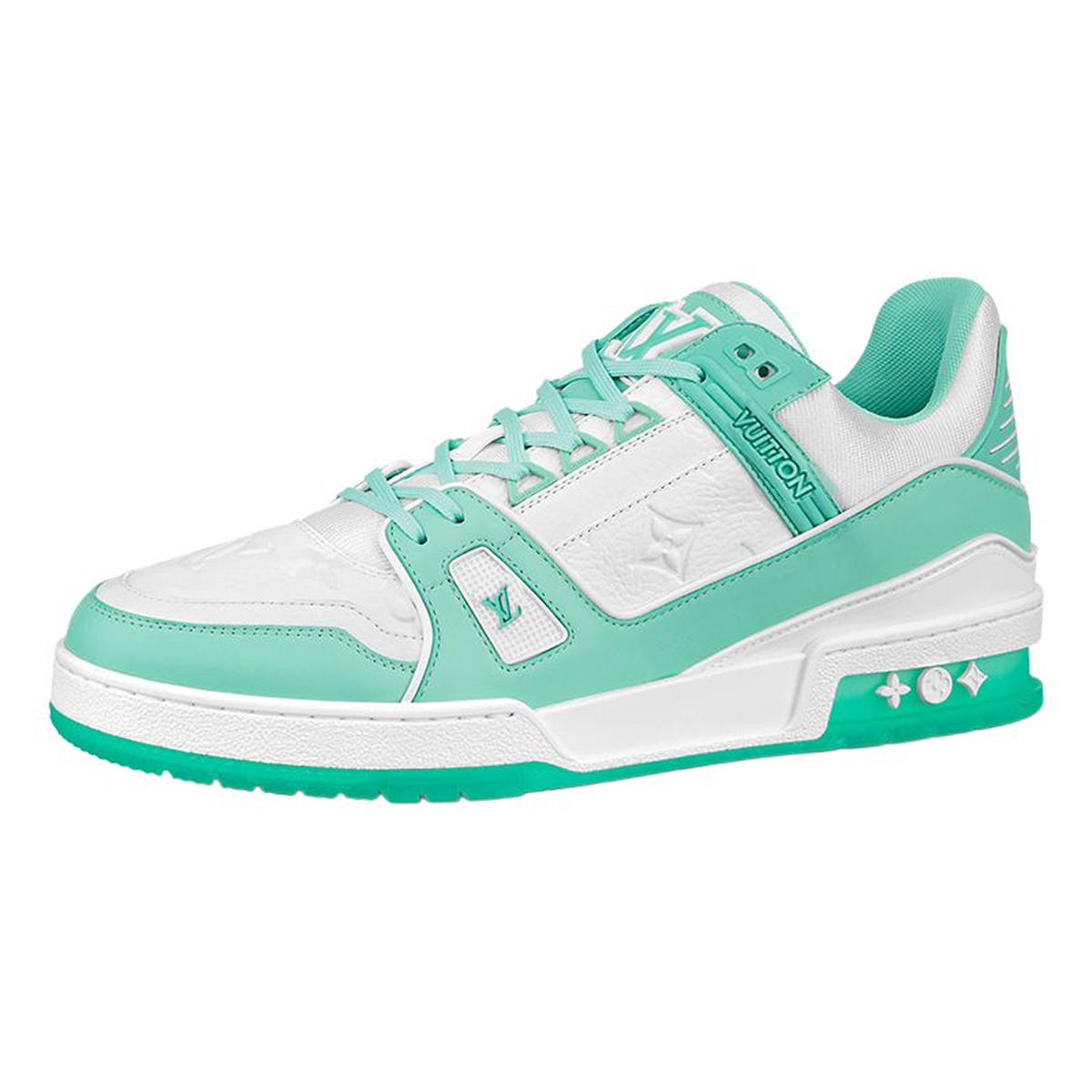 Louis Vuitton Trainer Men's Low-Top Sneakers, Tiffany Green & White