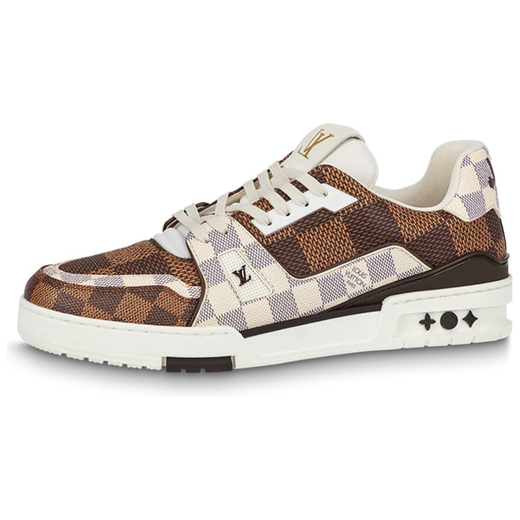 Louis Vuitton Trainer Unisex Low-Top Sneakers, Brown & Cream Checkerboard
