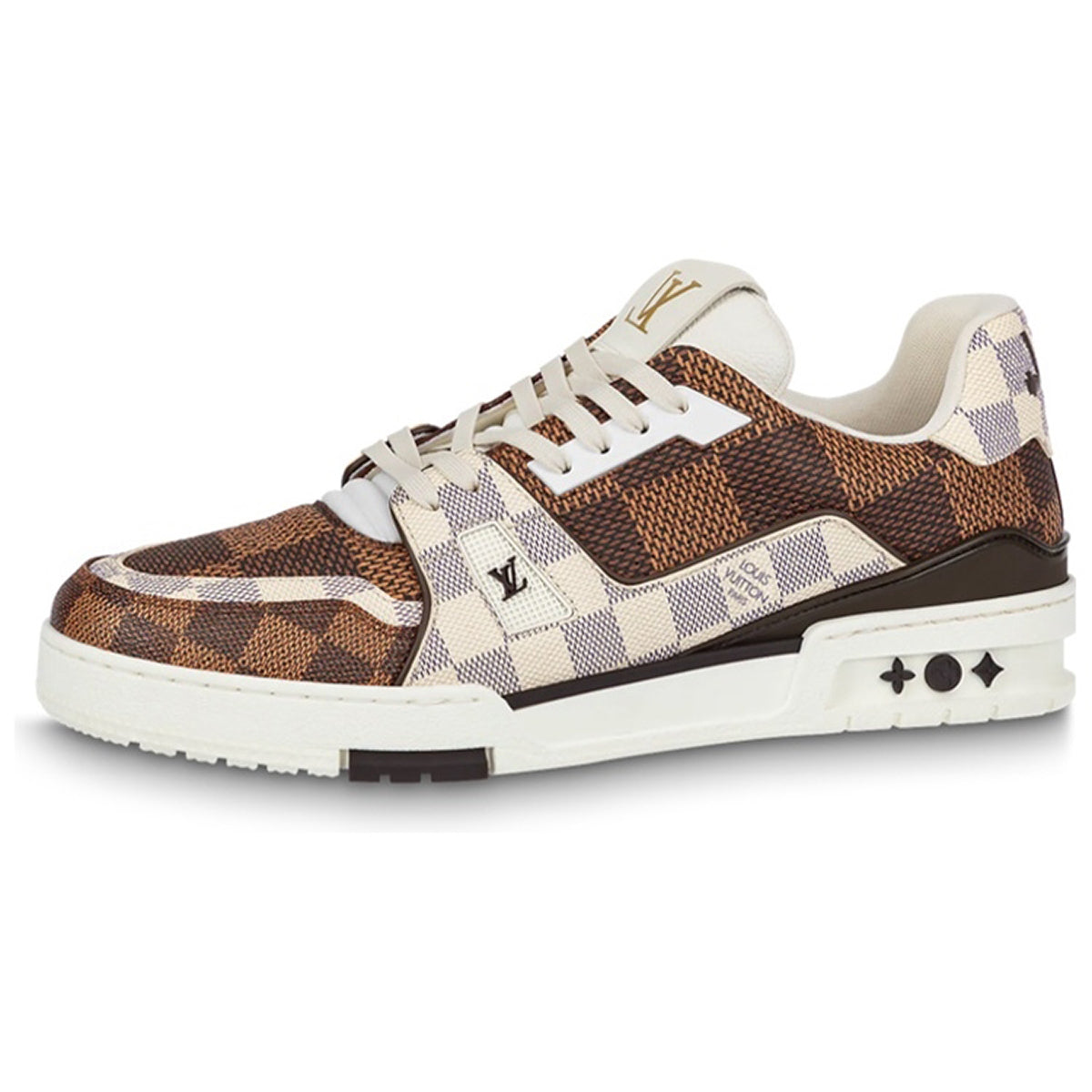 Louis Vuitton Trainer Unisex Low-Top Sneakers, Brown & Cream Checkerboard