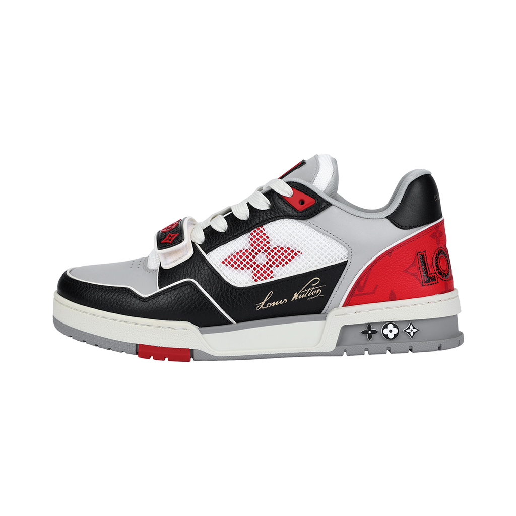 Louis Vuitton Trainer Men's Low-Top Sneakers, Black, Red & White