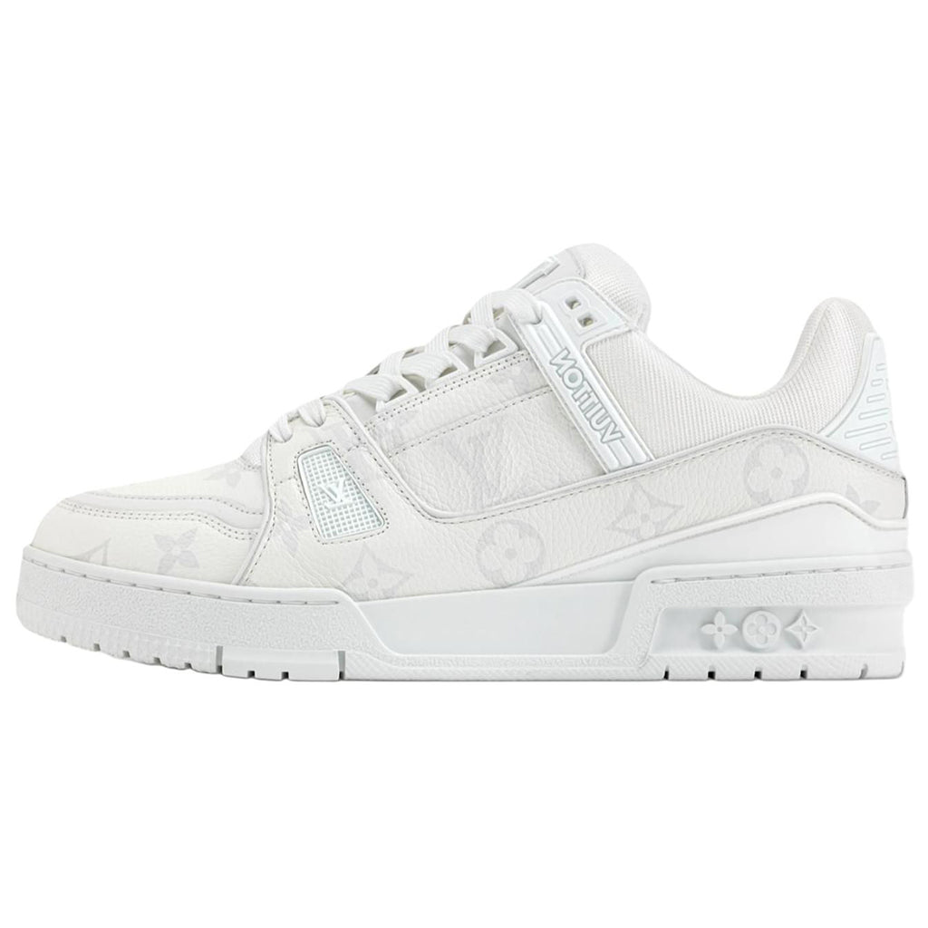 Louis Vuitton Trainer Women's Leather Sneakers, White & Gray