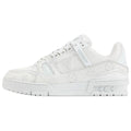 Louis Vuitton Trainer Women's Leather Sneakers, White & Gray