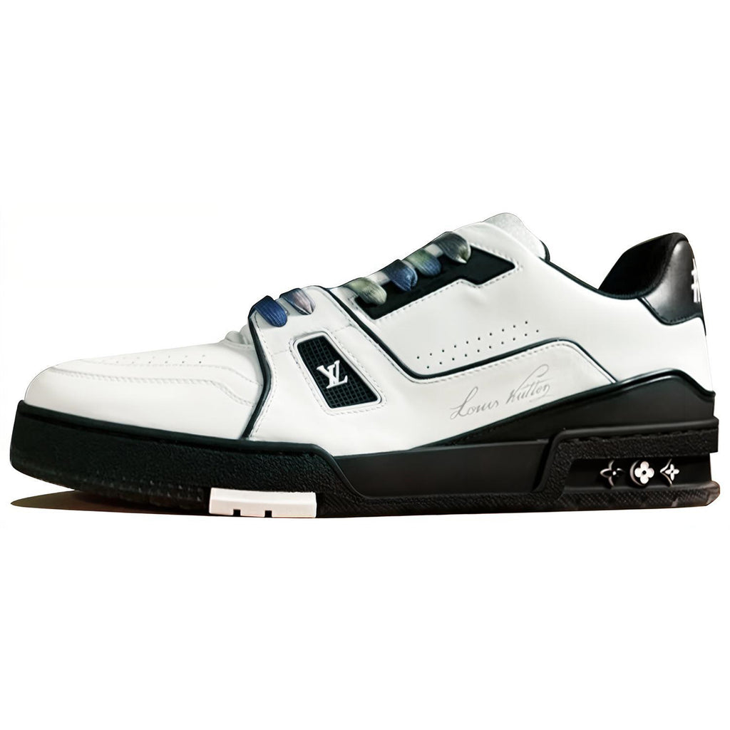Louis Vuitton Trainer Men's Low-Top Sneakers, White & Black Leather
