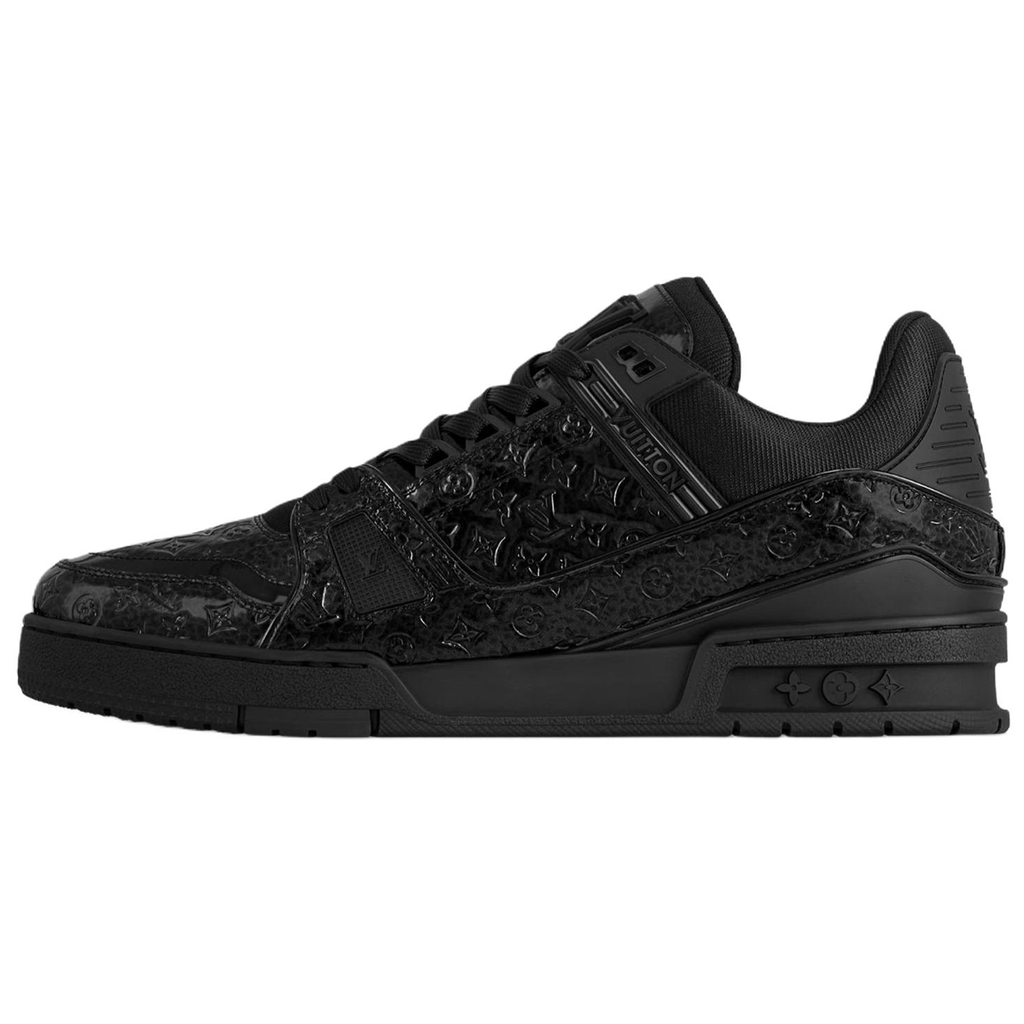 Louis Vuitton Trainer Men's Black Embossed Calfskin Sneakers