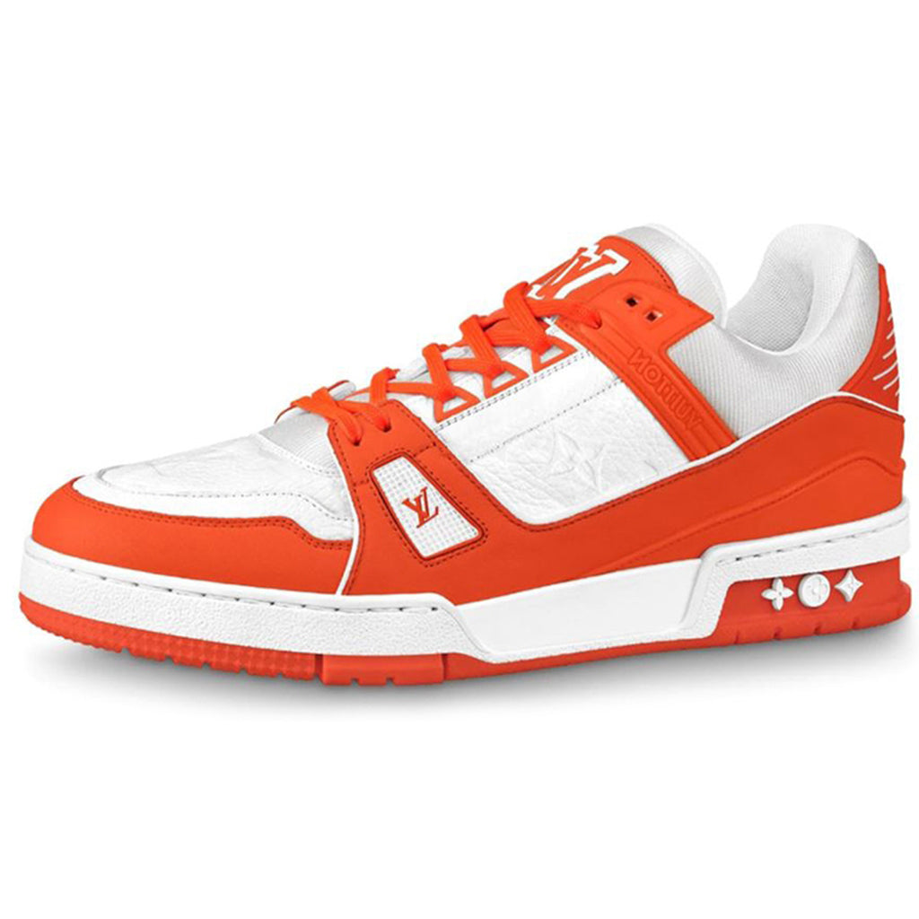 Louis Vuitton Trainer Men's Low-Top Sneakers, Orange & White Calfskin