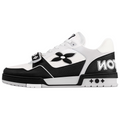 LOUIS VUITTON Trainer Men's Black & White Leather Strap Sneakers