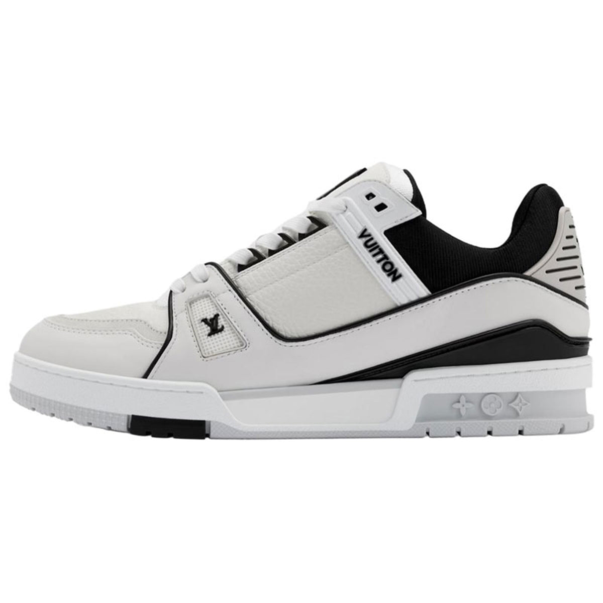 Louis Vuitton Trainer Men's White & Black Grained Calfskin Sneakers