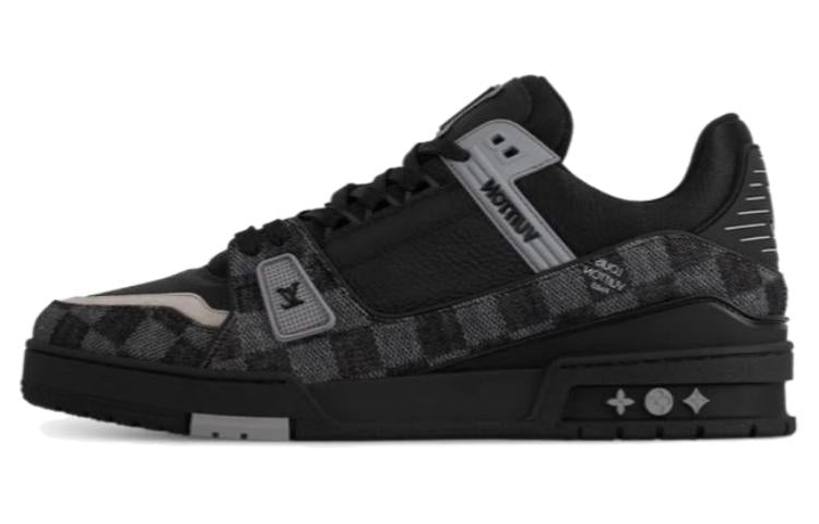 LOUIS VUITTON Trainer Unisex Black & Grey Checkerboard Sneakers