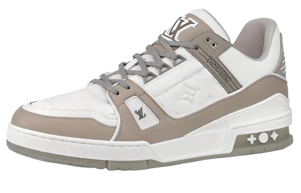 LOUIS VUITTON Trainer Men's Taupe & White Low-Top Sneakers