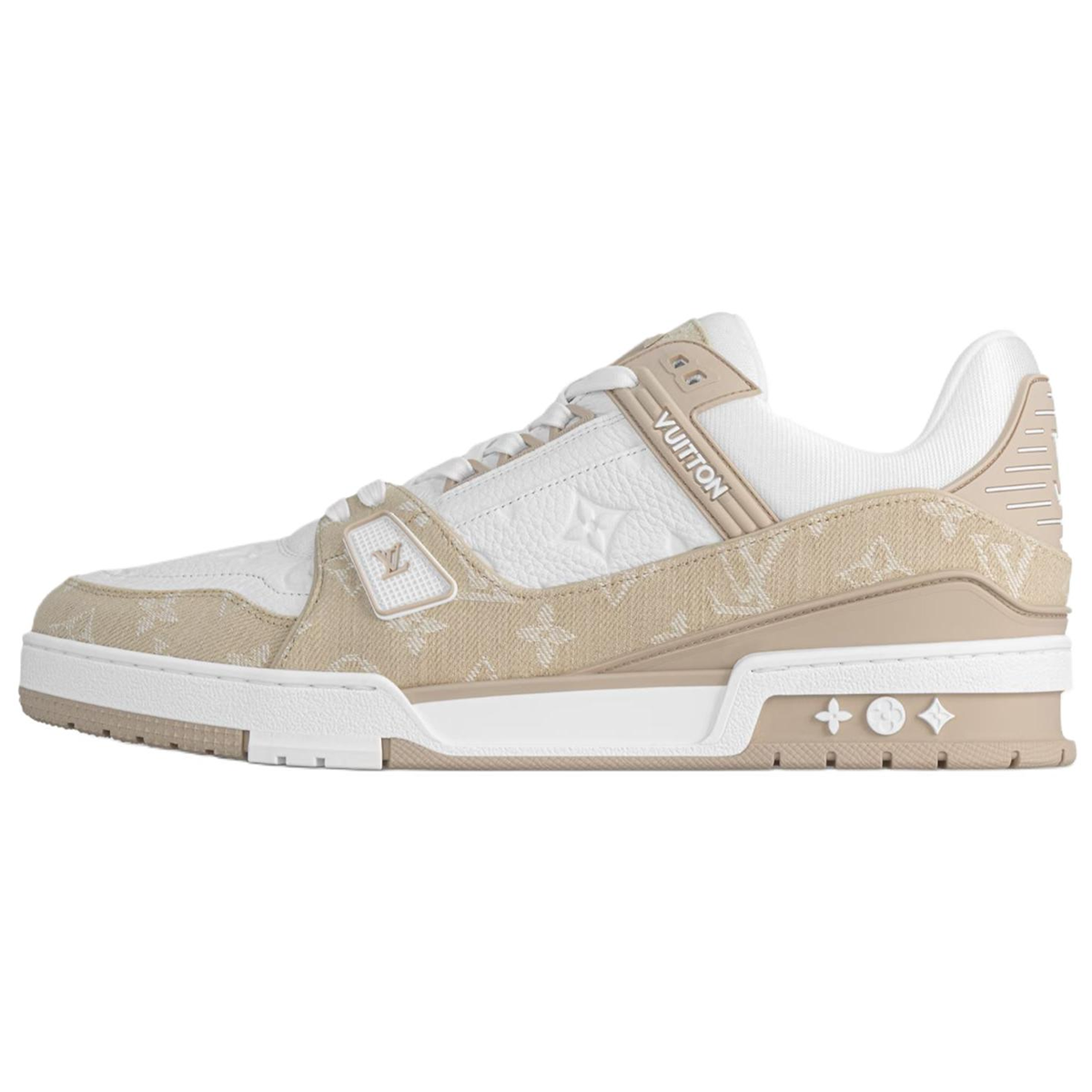 Louis Vuitton Trainer Men's Beige & White Calfskin Sneakers