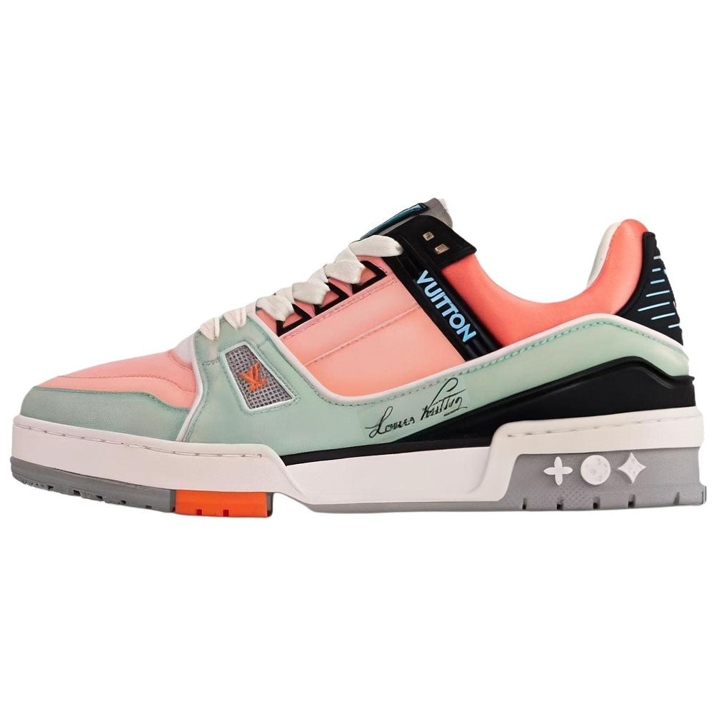 LOUIS VUITTON Trainer Women's Coral Pink & Mint Green Sneakers