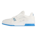 Louis Vuitton Trainer Men's White & Blue Grained Calfskin Sneakers