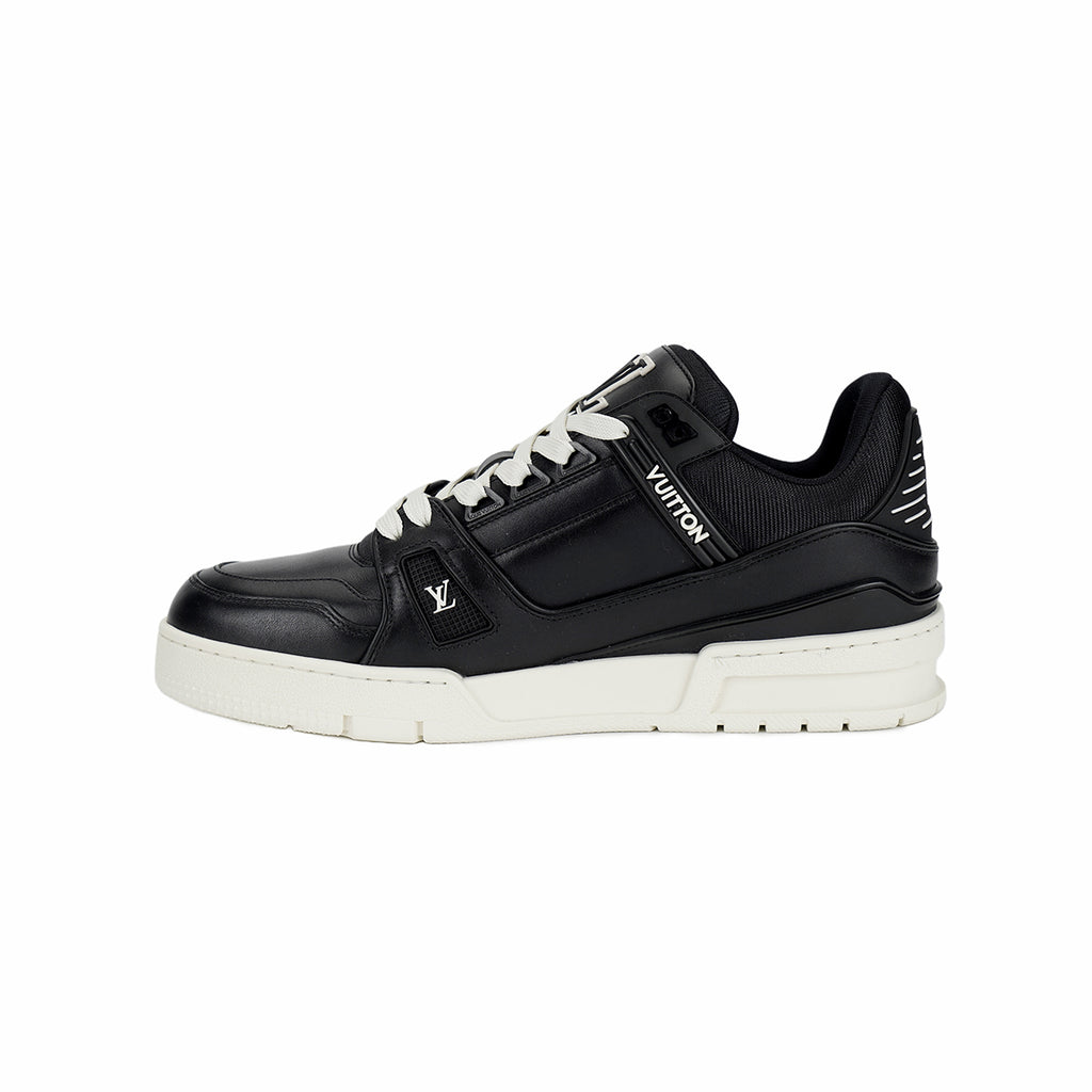 Louis Vuitton Trainer Men's Low-Top Leather Sneakers, Black