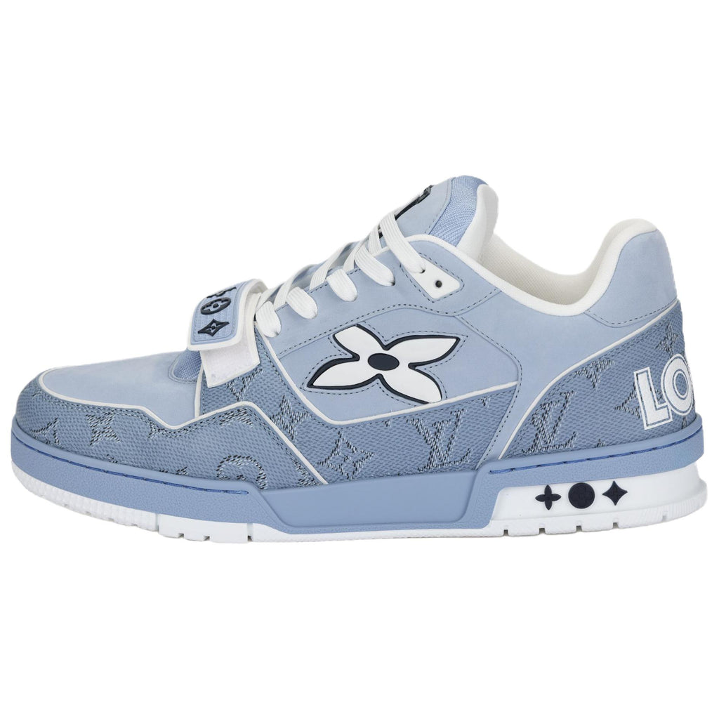LOUIS VUITTON Trainer Unisex Light Blue Monogram Leather Strap Sneakers