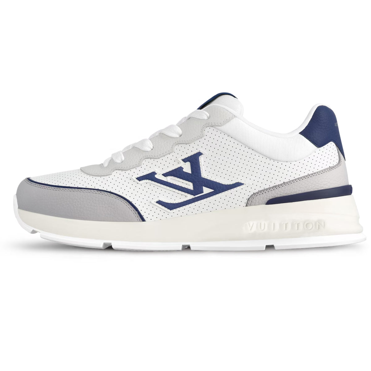 Louis Vuitton Classic Men's White Leather Sneakers with Navy Accents