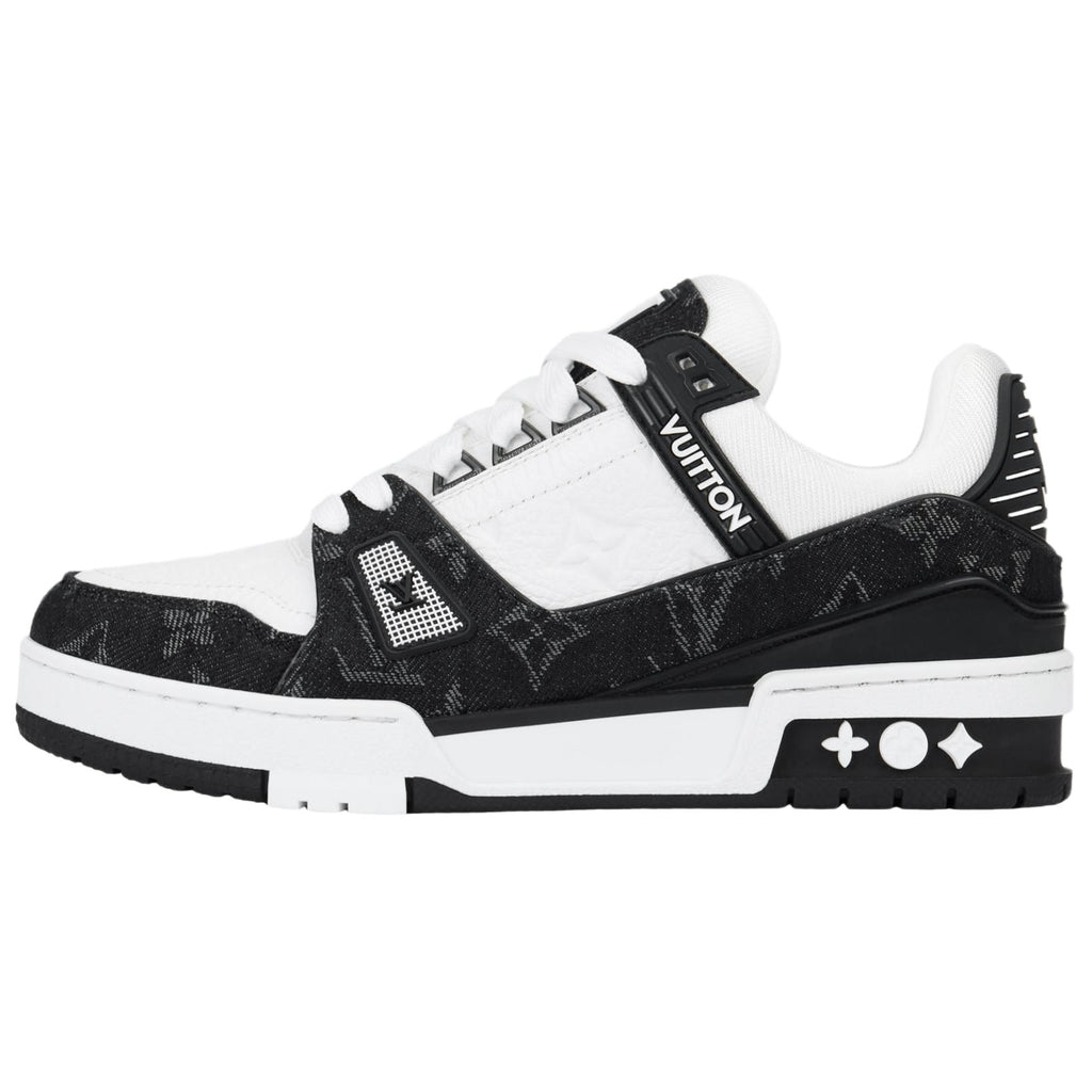 LOUIS VUITTON Trainer Men's Black & White Monogram Sneakers