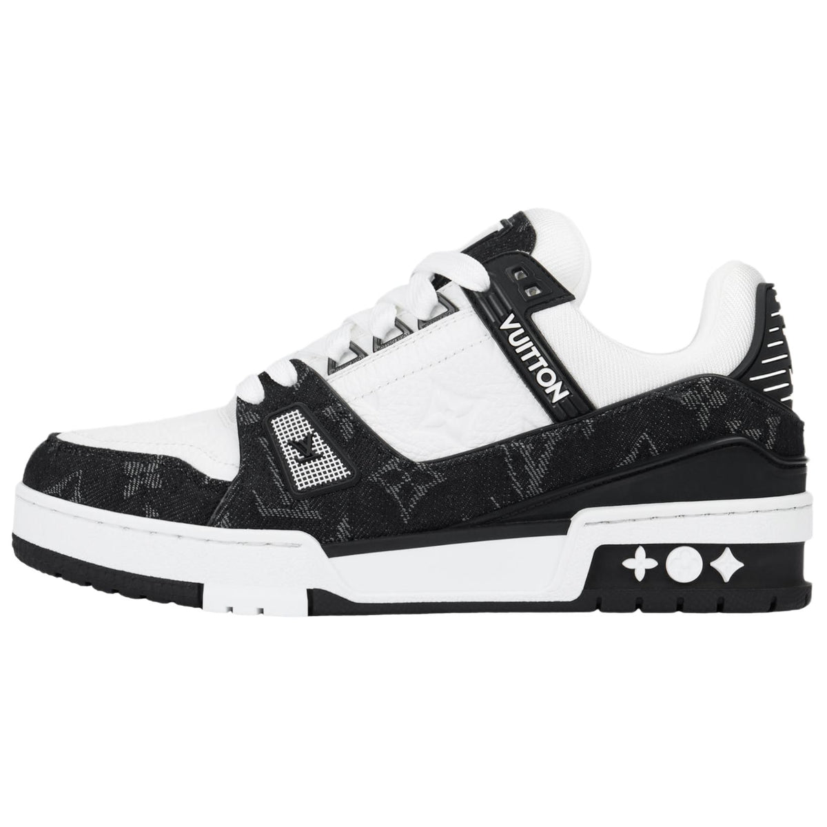 LOUIS VUITTON Trainer Men's Black & White Monogram Sneakers