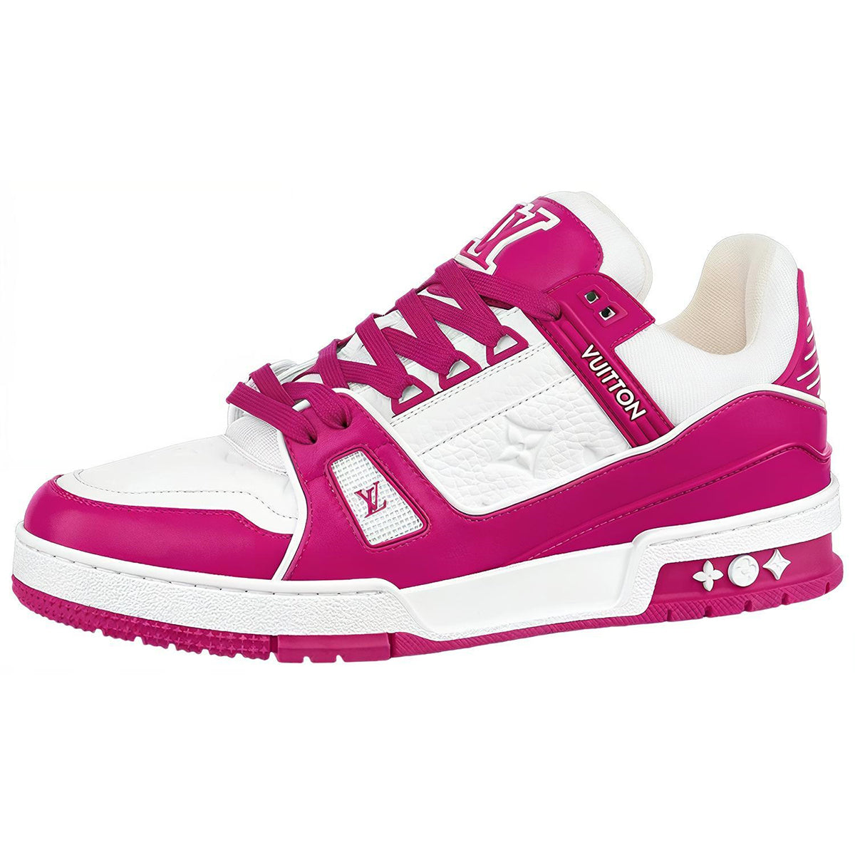 LV Trainer Unisex Low-Top Sneakers, Fuchsia & White