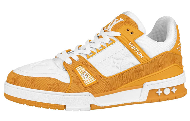 LOUIS VUITTON Trainer Men's Orange Yellow & White Monogram Sneakers