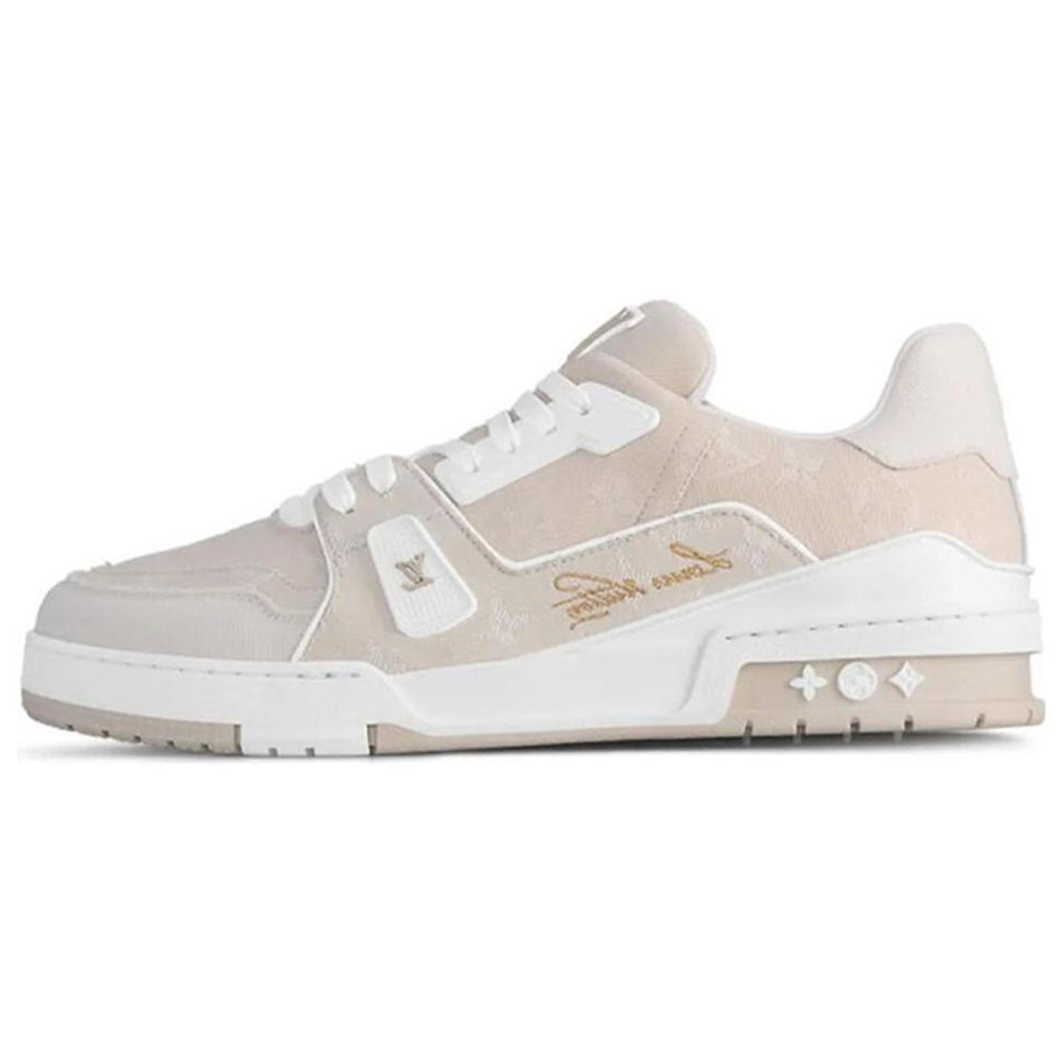 Louis Vuitton Trainer Unisex Low-Top Sneakers, Beige & White