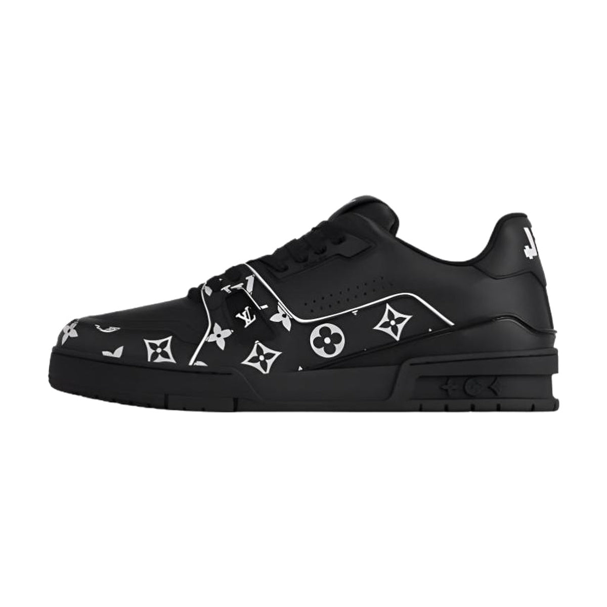LOUIS VUITTON Trainer Men's Black & White Monogram Sneakers