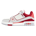 Louis Vuitton Trainer Men's White & Red Calfskin Sneakers