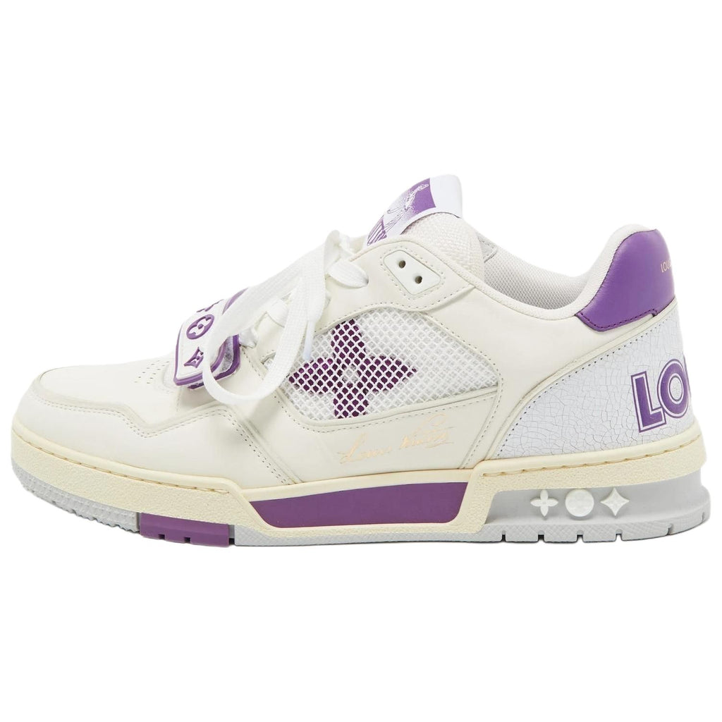 LOUIS VUITTON Trainer Men's White & Purple Strap Sneakers