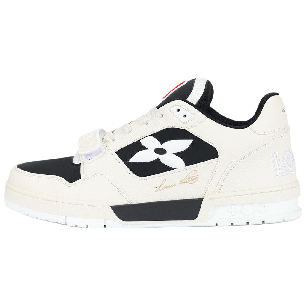 Louis Vuitton Trainer Men's Low-Top Leather Sneakers, Black & White