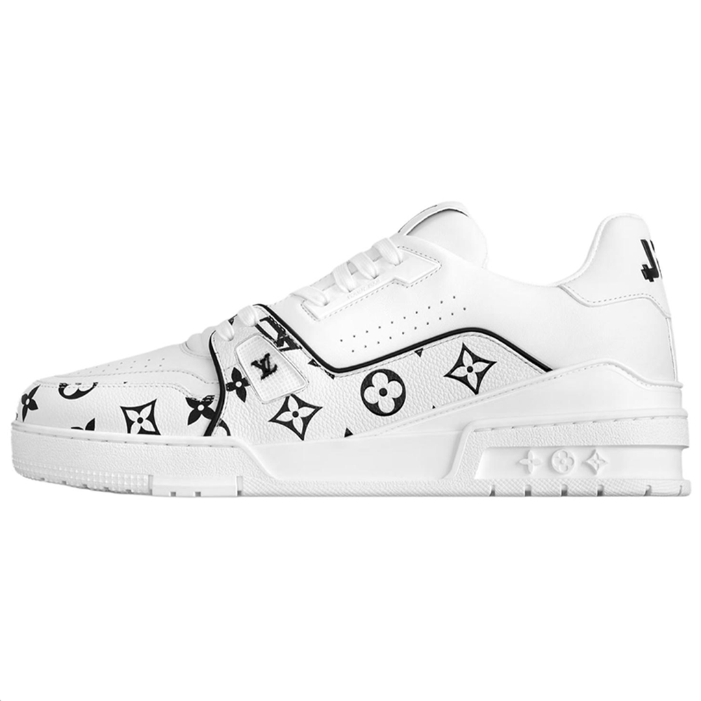 Louis Vuitton Trainer Men's Low-Top Leather Sneakers, White & Black