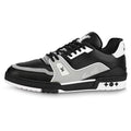 LV Trainer Men's Low-Top Leather Sneakers, Black & Gray