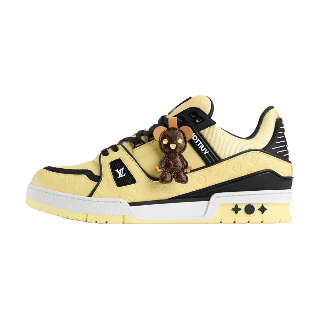 LOUIS VUITTON Trainer Men's Yellow & Black Sneakers with Bear Charm