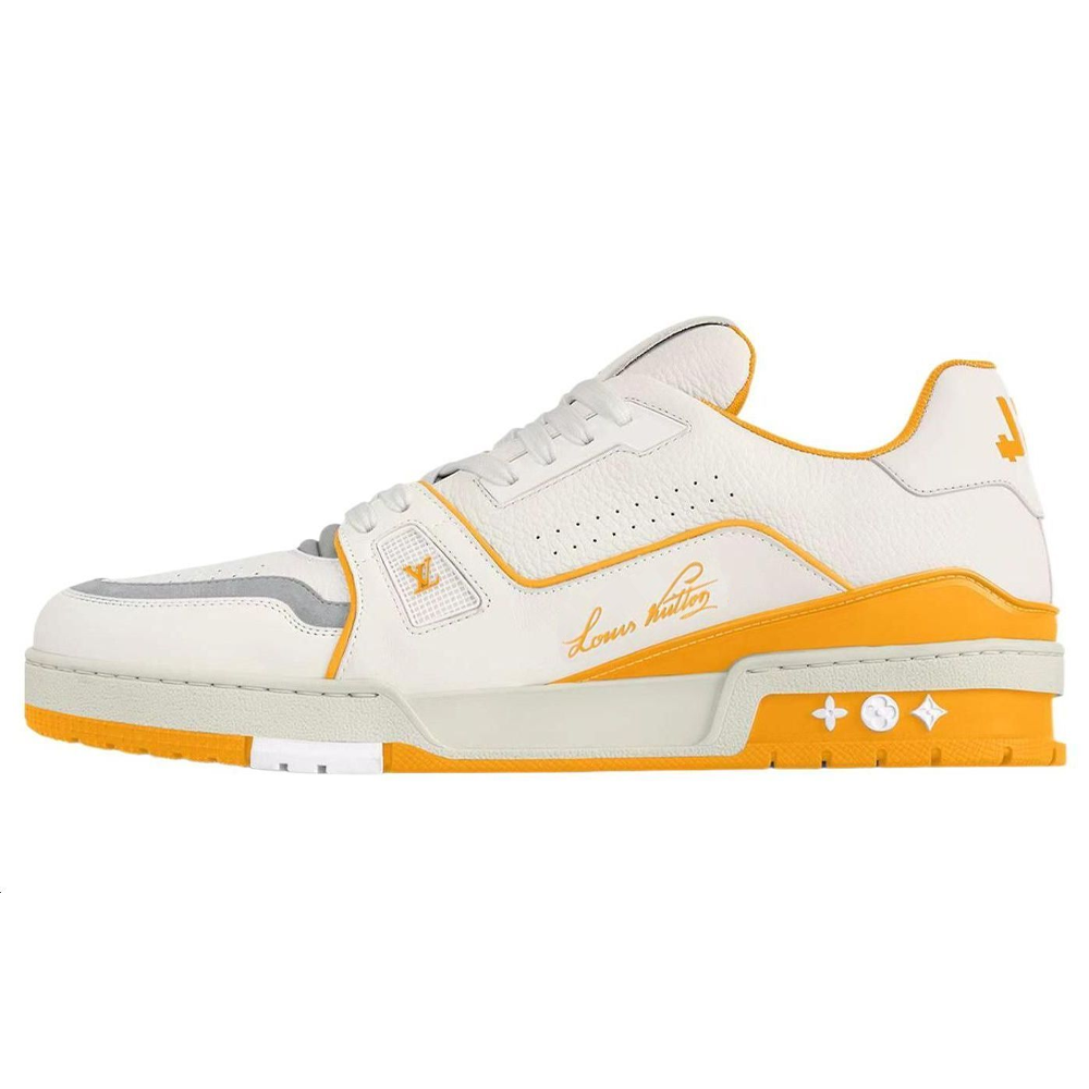 LOUIS VUITTON Trainer Men's White & Yellow Low-Top Sneakers