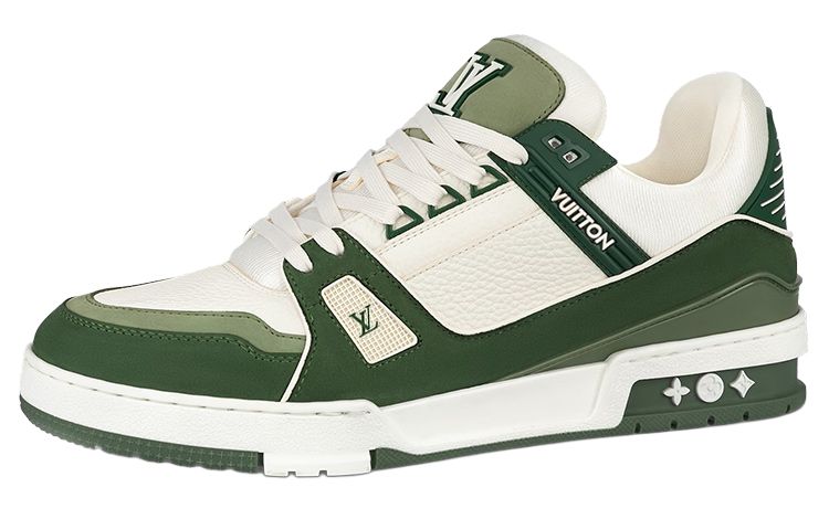 LOUIS VUITTON Trainer Unisex Green & White Low-Top Sneakers