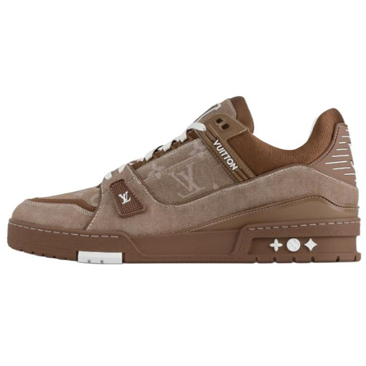 Louis Vuitton Trainer Men's Brown Denim Low-Top Sneakers