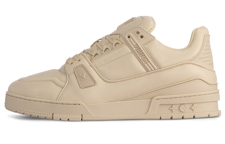LOUIS VUITTON Trainer Men's Beige Leather Low-Top Sneakers