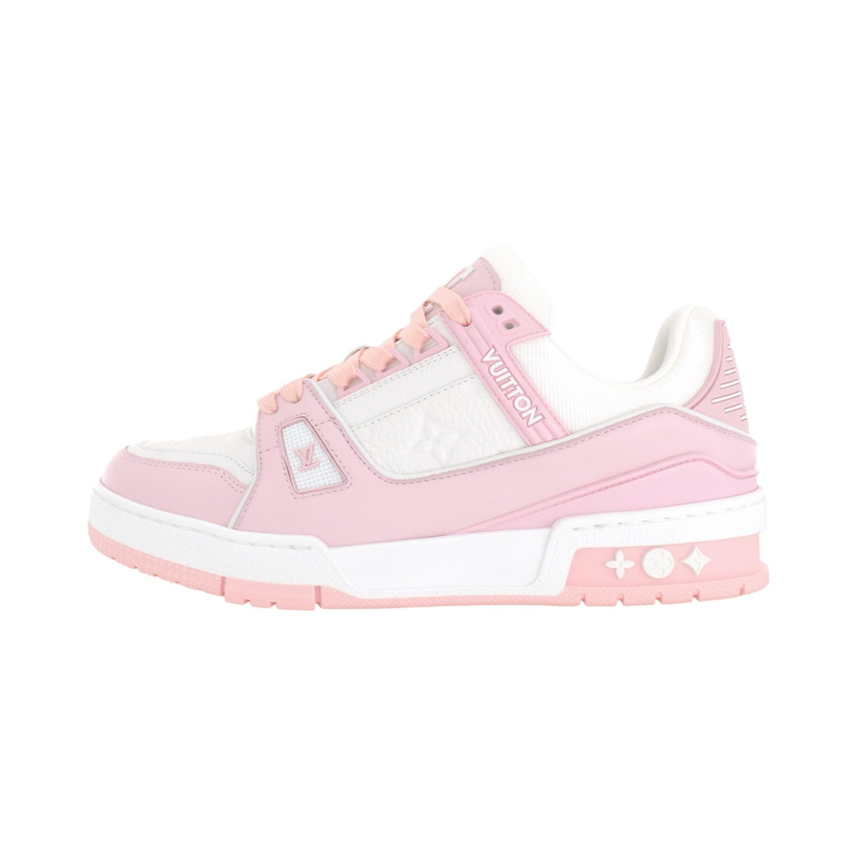 LOUIS VUITTON Trainer Unisex Rose Pink & White Leather Sneakers
