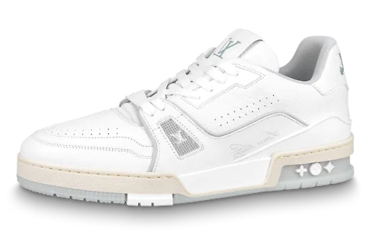 LOUIS VUITTON Trainer Unisex White & Grey Leather Sneakers