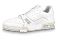 LOUIS VUITTON Trainer Unisex White & Grey Leather Sneakers