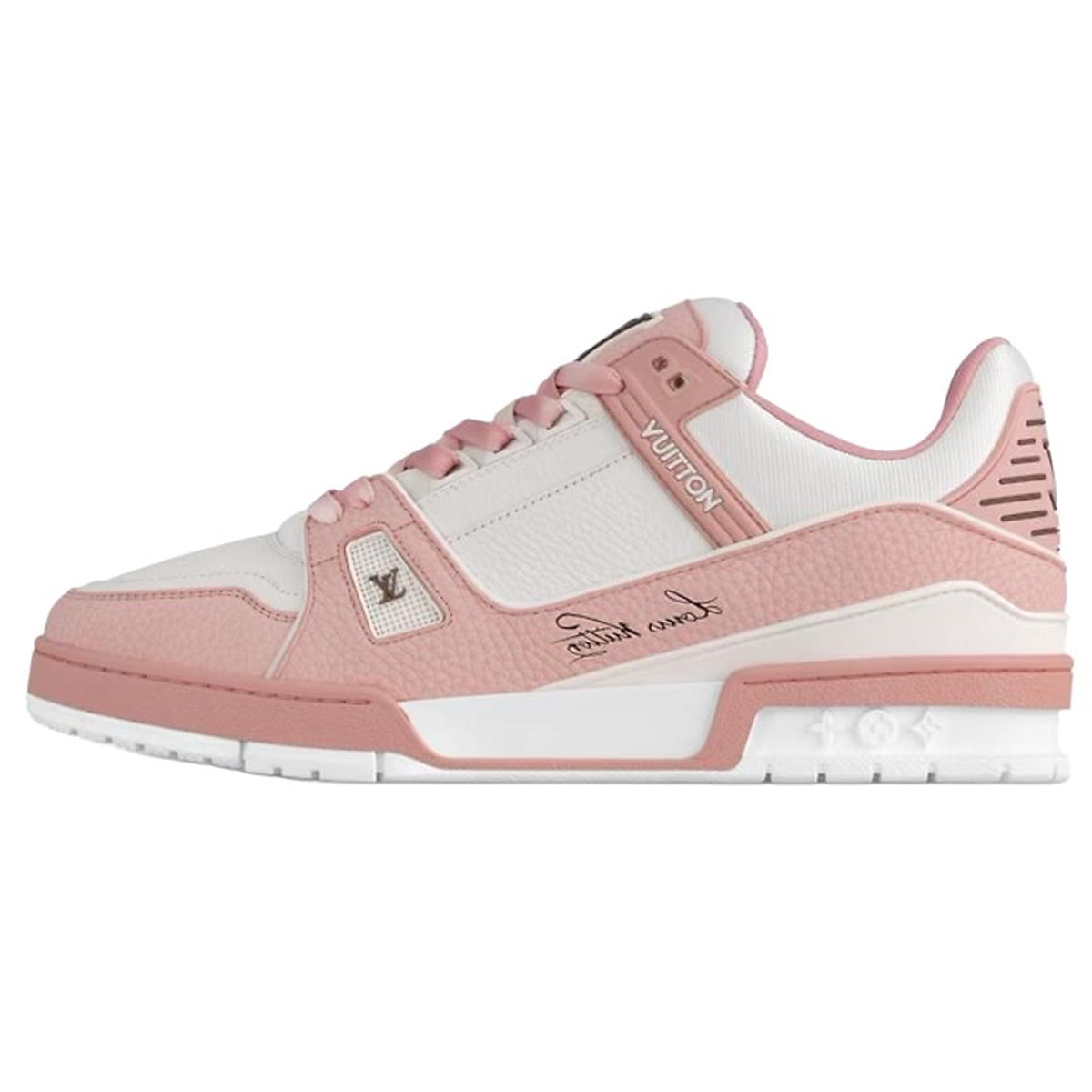 Louis Vuitton Trainer Unisex Low-Top Sneakers, White & Pink Leather
